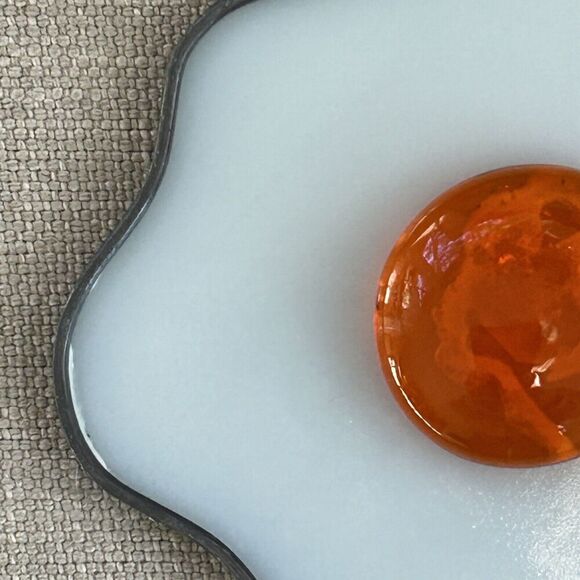 3 Handmade Leaded Glass Sun Catchers Lightbulb Sunny Side Up Egg Trolly Train - Picture 3 of 7